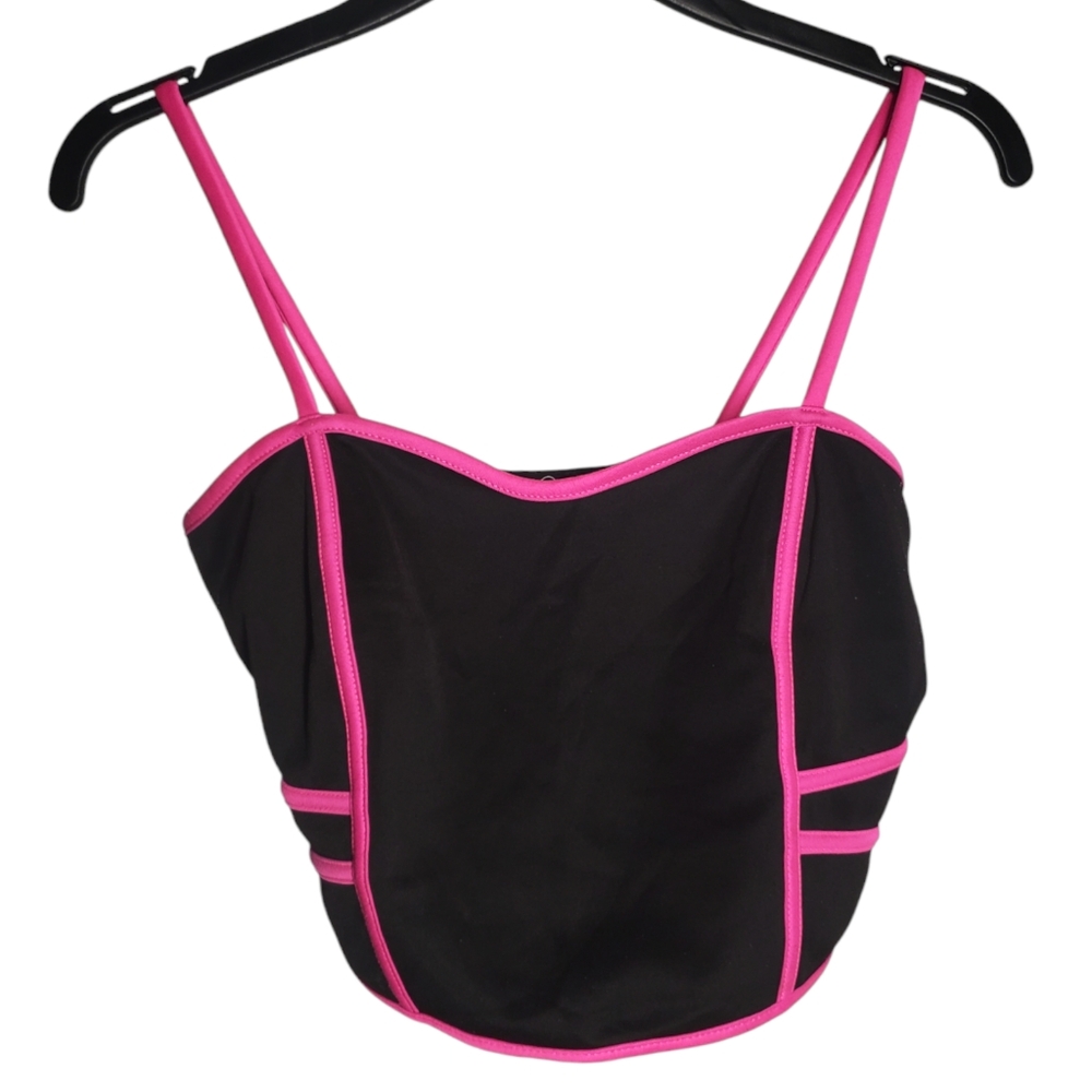 Angelique by Burbu Black & Pink Fashion Crop Top Size XL Women Exercise Lingerie